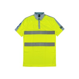 Bulk Order Fluorescent Yellow Short Sleeve Reflective Polo Shirt Fashion Design Installation Engineering Team Polo Shirt Reflective Industrial Uniform 100%Polyester D398 Bulk Order Fluorescent Yellow Short Sleeve Reflective Polo Shirt Fashion Design Installation Engineering Team Polo Shirt Reflective Industrial Uniform 100%Polyester D398